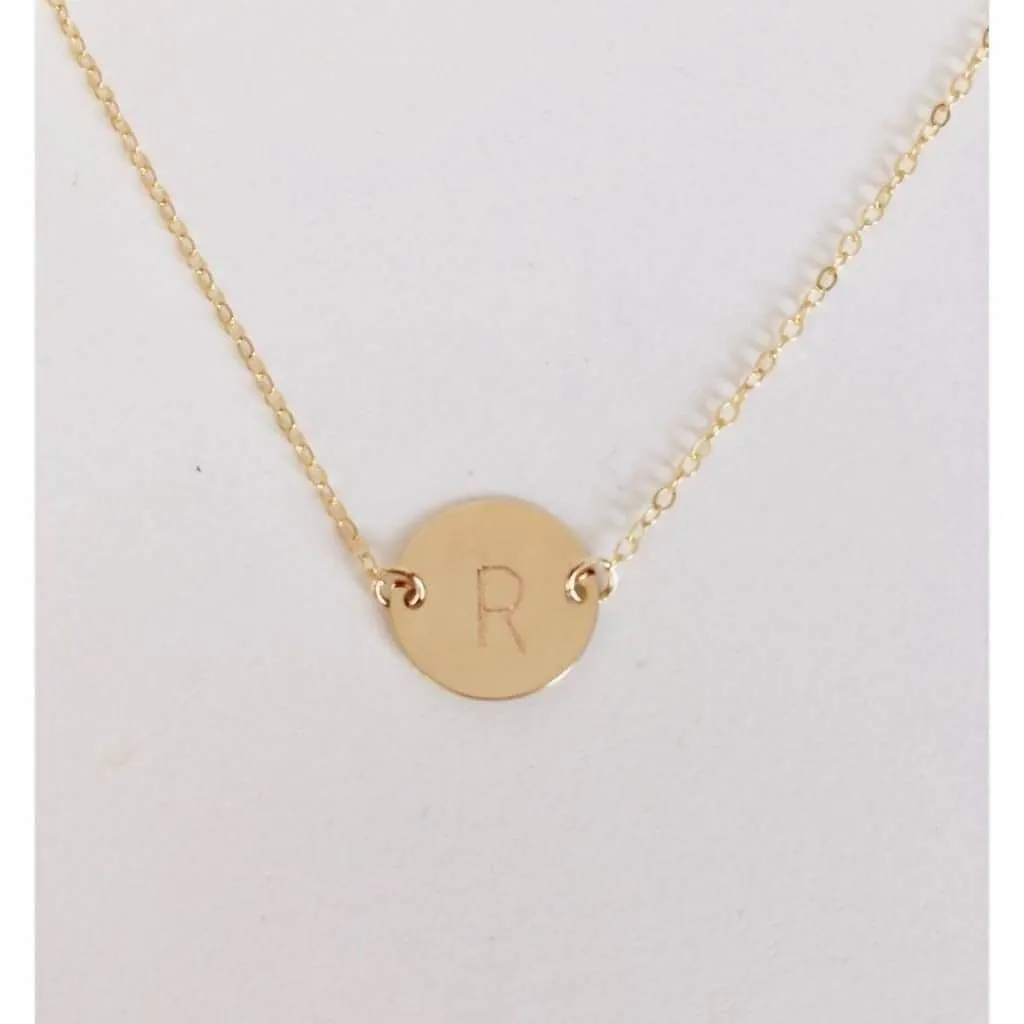 Dainty Initial Disc Necklace