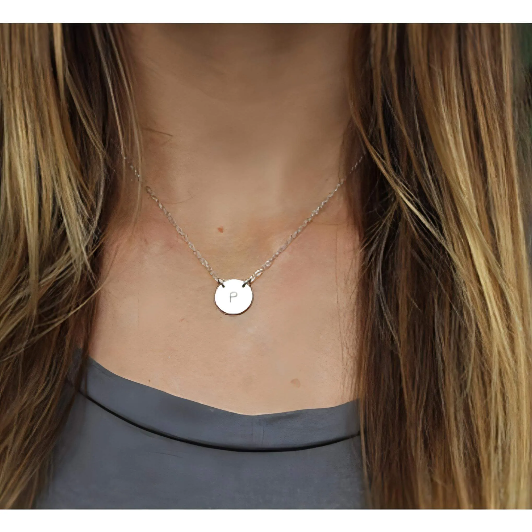 Dainty Initial Disc Necklace