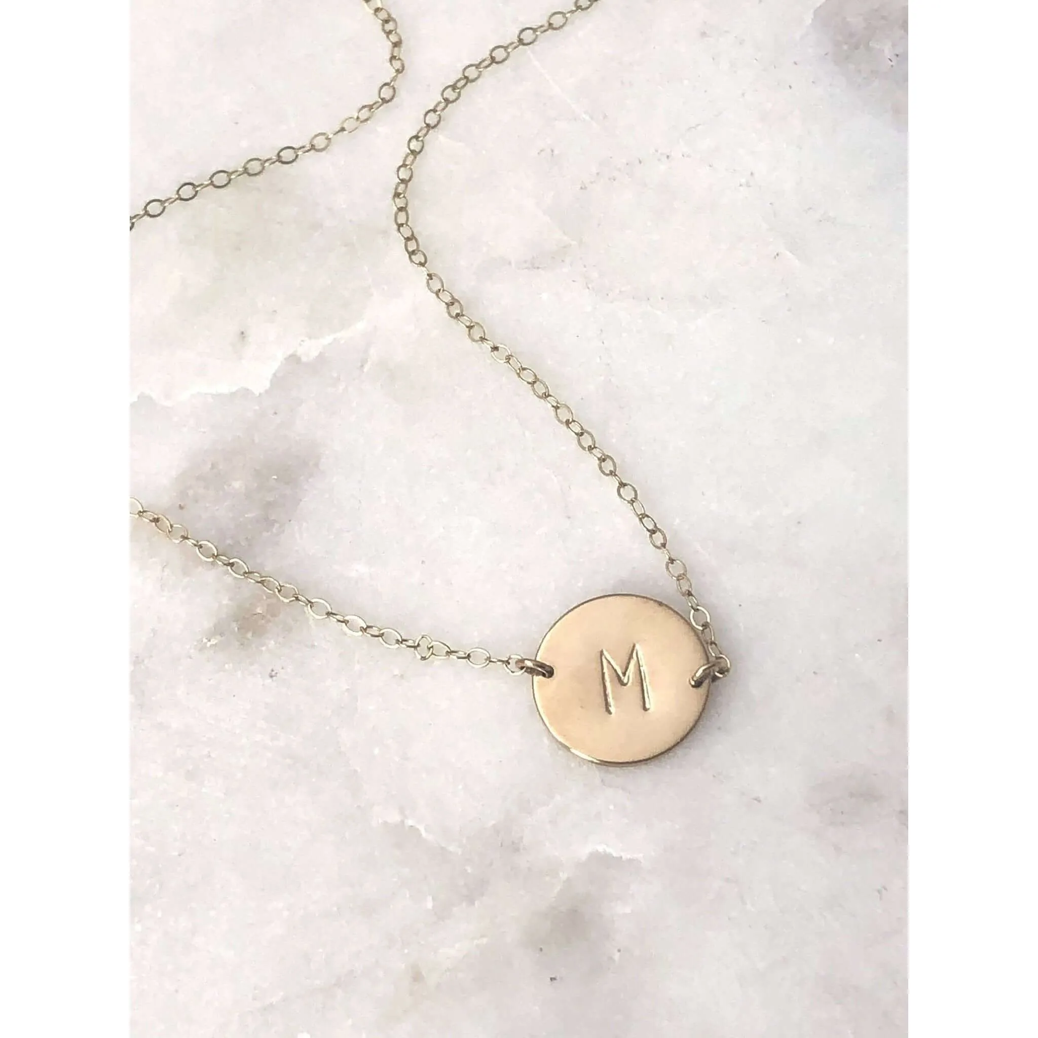 Dainty Initial Disc Necklace