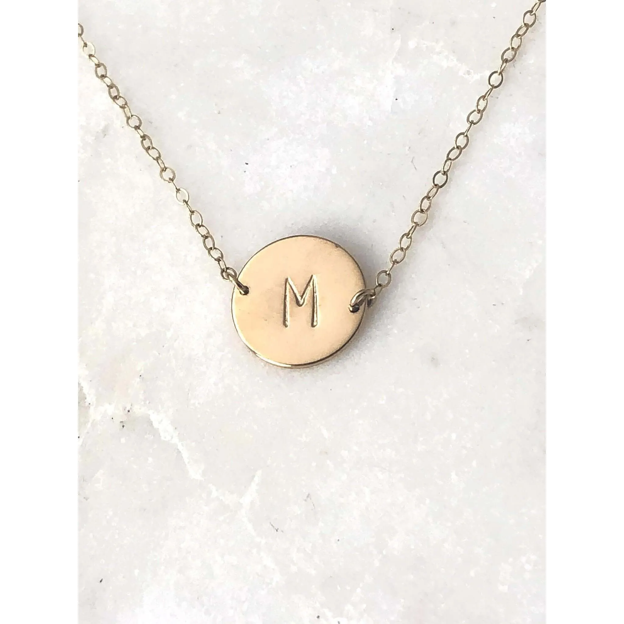 Dainty Initial Disc Necklace