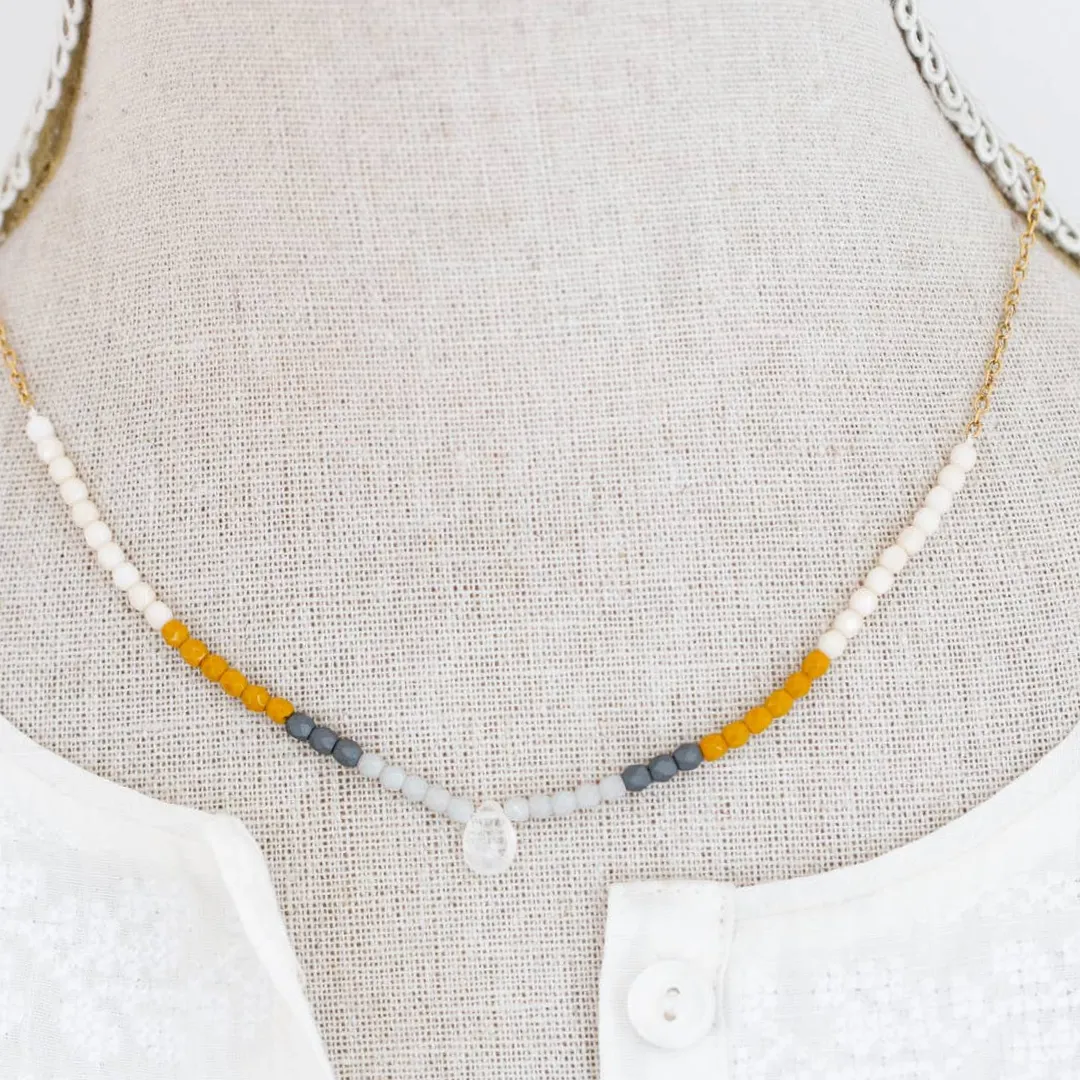 Dainty Moonstone Necklace in Grey