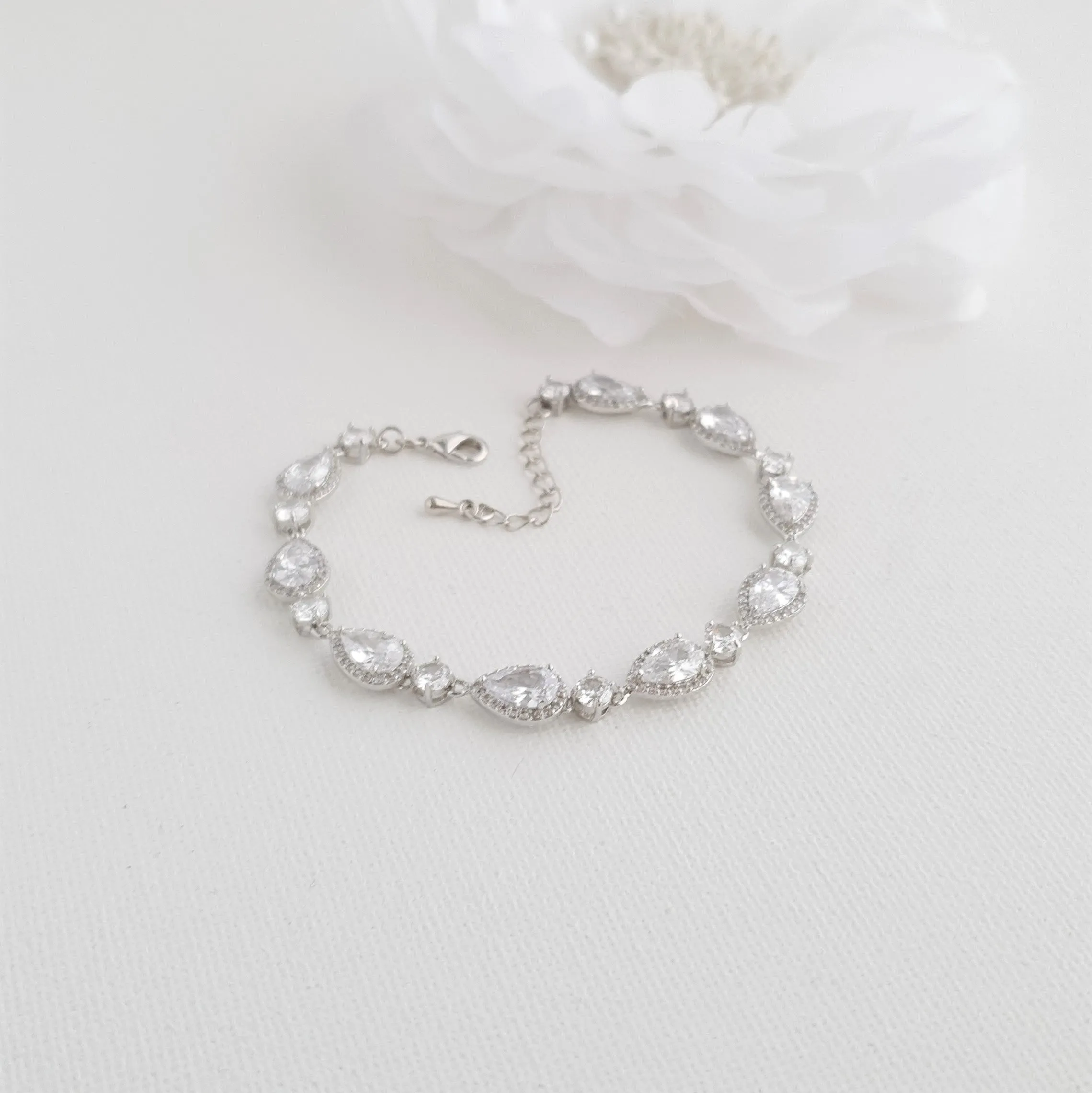 Dainty Teardrop Wedding Bracelet in Gold for Brides-Emma