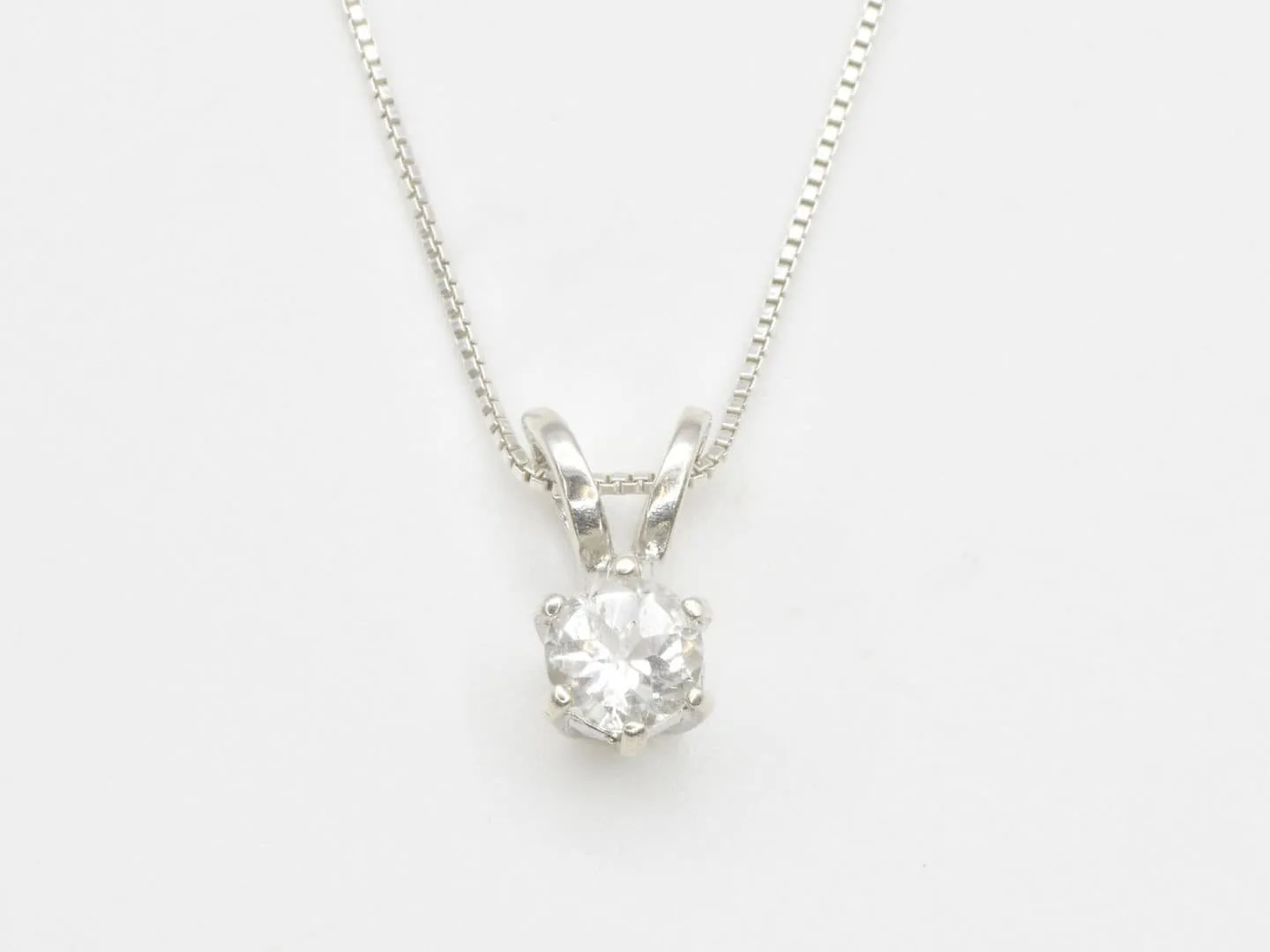 Dainty White Topaz Pendant - Round Topaz Necklace - Classy Solitaire Pendant