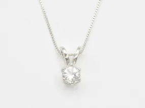 Dainty White Topaz Pendant - Round Topaz Necklace - Classy Solitaire Pendant