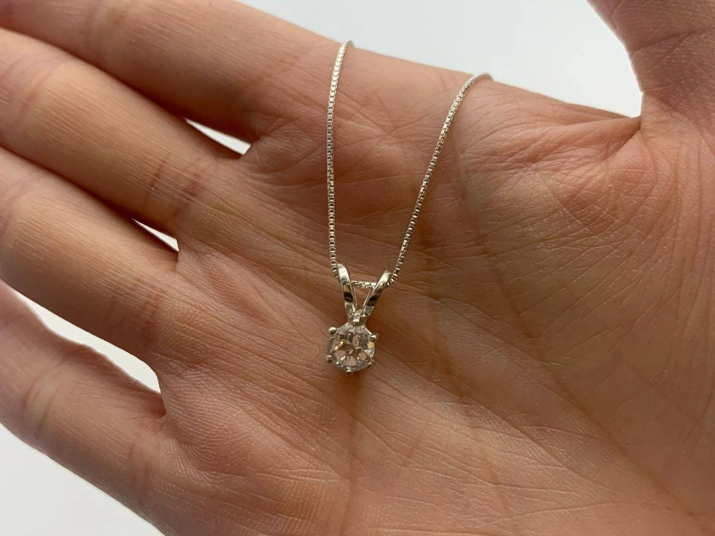 Dainty White Topaz Pendant - Round Topaz Necklace - Classy Solitaire Pendant