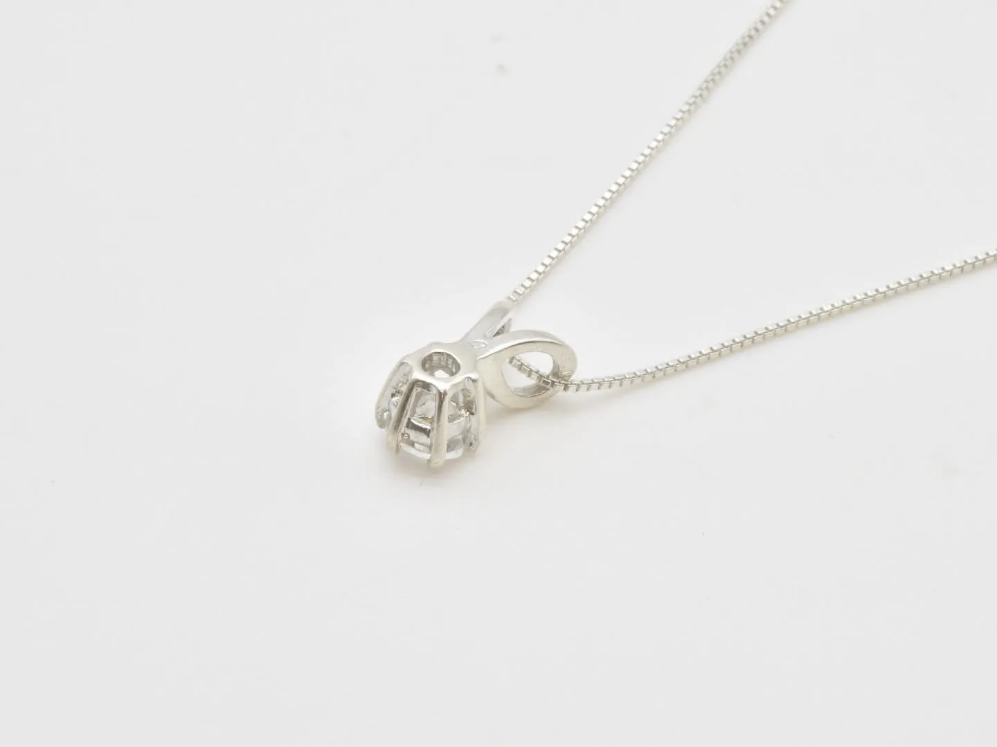 Dainty White Topaz Pendant - Round Topaz Necklace - Classy Solitaire Pendant