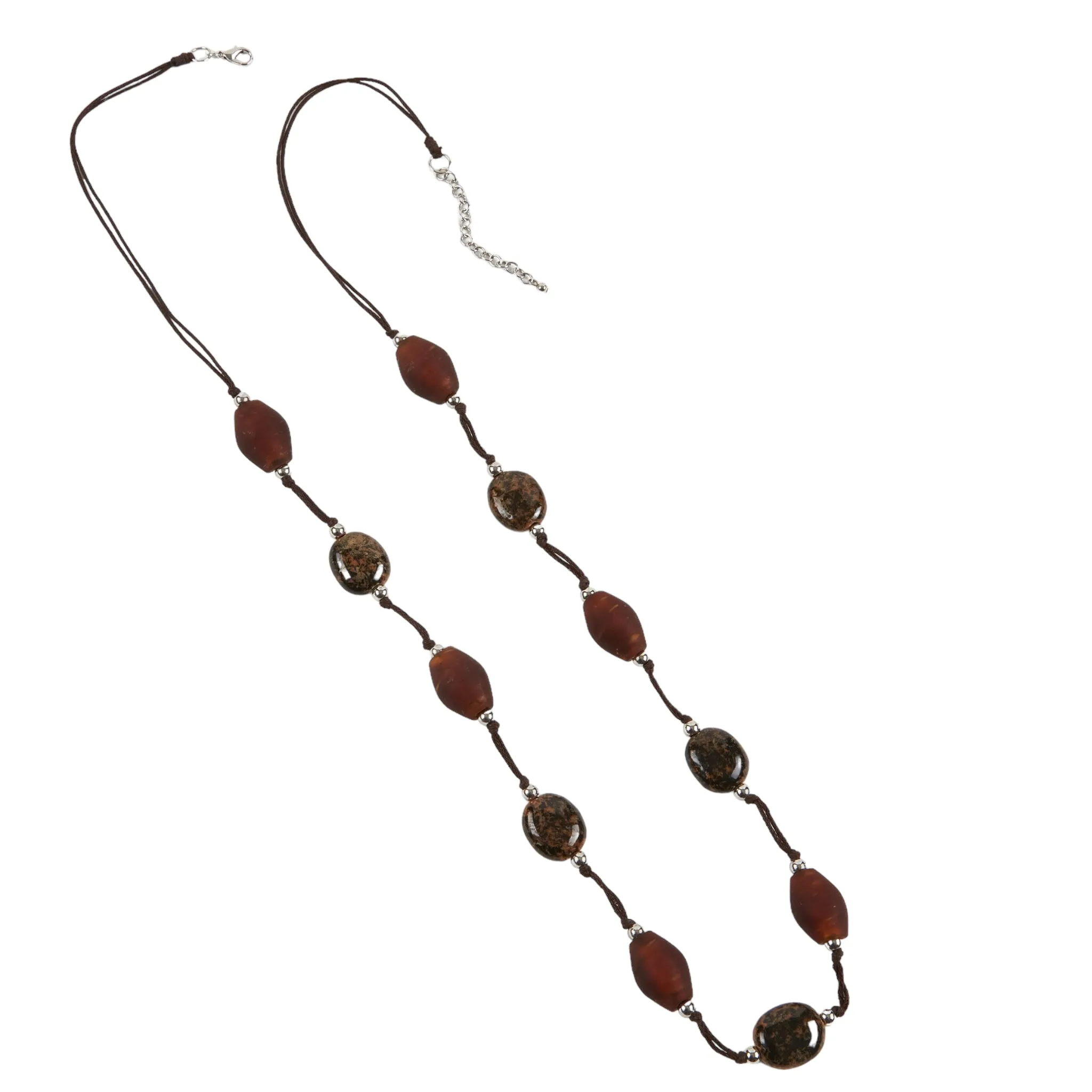 Dante Long Brown Beaded Necklace