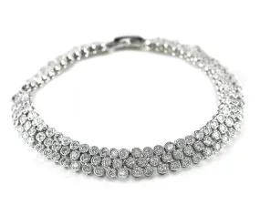 Davia Three Row Crystal Bezel Bridal Bracelet