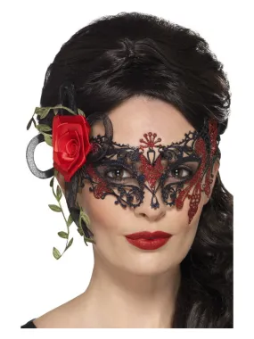 Day of the Dead Metal Filigree Eyemask, Black