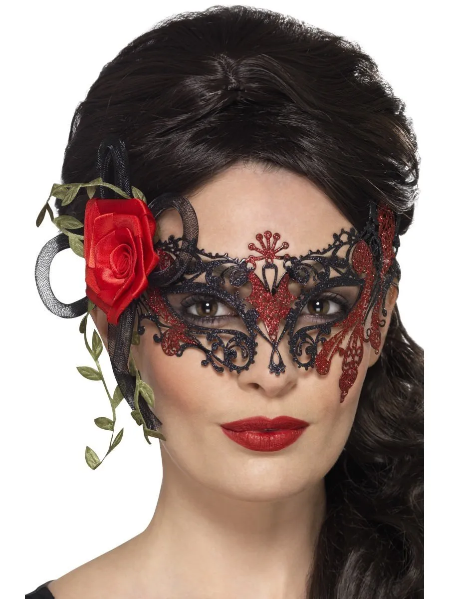 Day of the Dead Metal Filigree Eyemask, Black