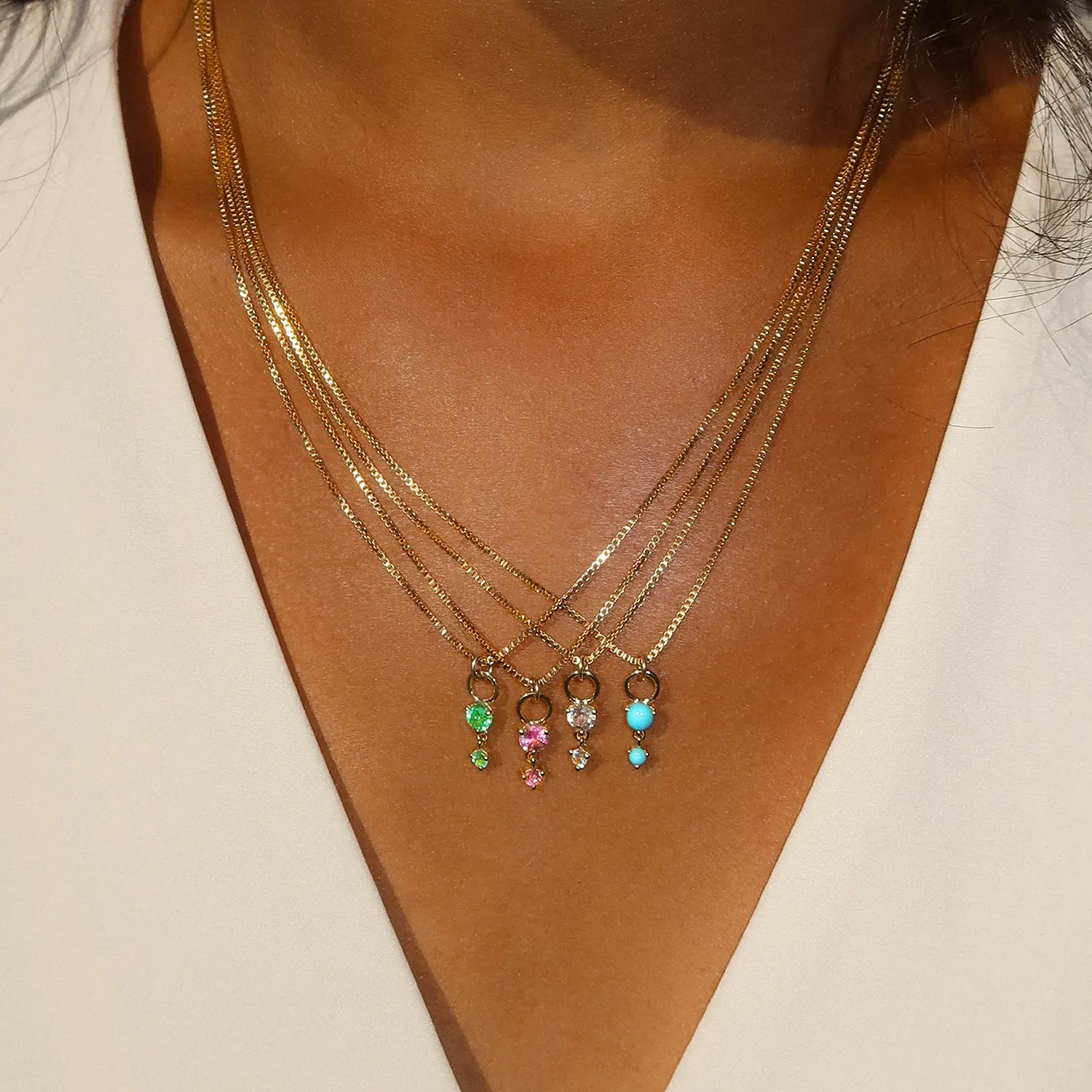 Deux Drop Necklace | White Topaz