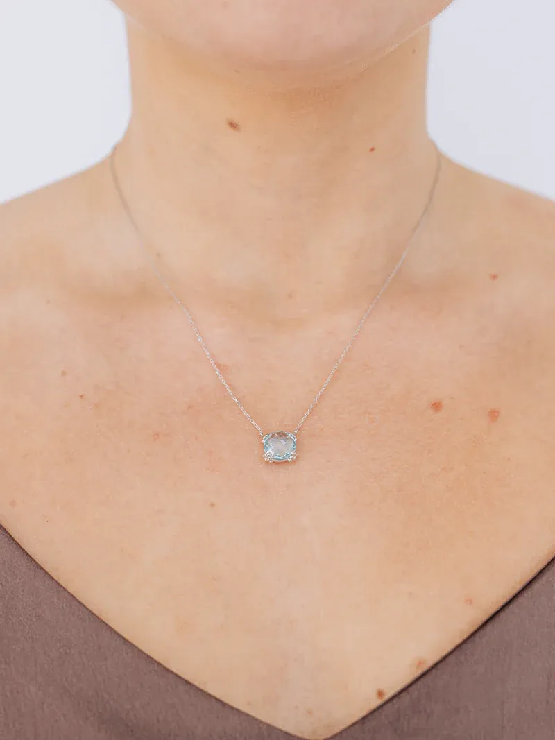 Dew Drop Mini Cluster Necklace - Blue Topaz