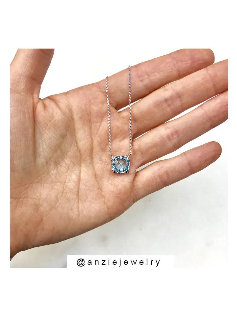 Dew Drop Mini Cluster Necklace - Blue Topaz