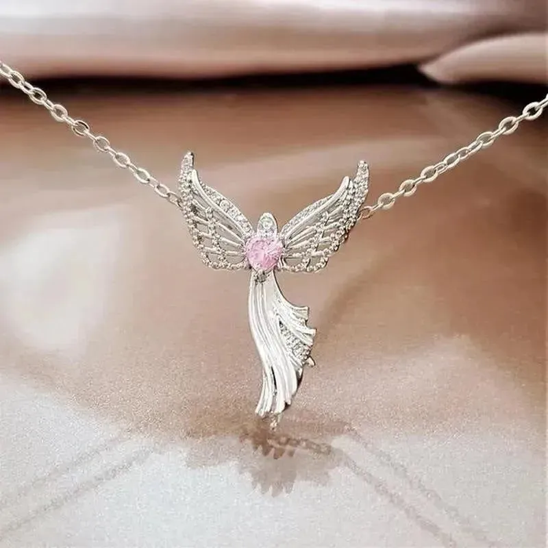 Diamond Modern Angel Pendant Necklace for Women