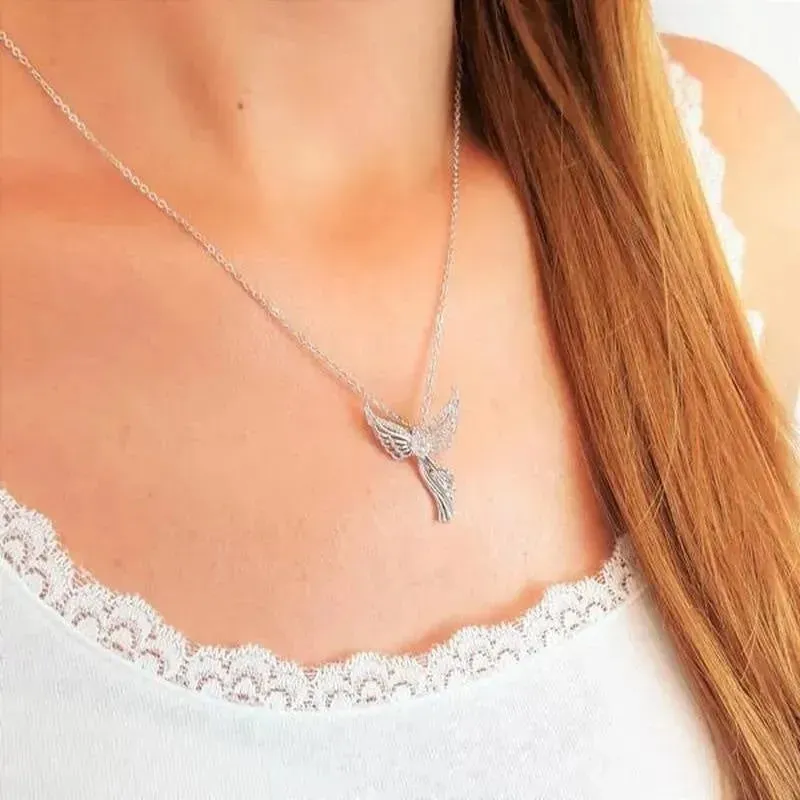 Diamond Modern Angel Pendant Necklace for Women