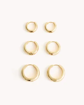 DIANCA 3 PACK EARRINGS - GOLD PLATED 18K