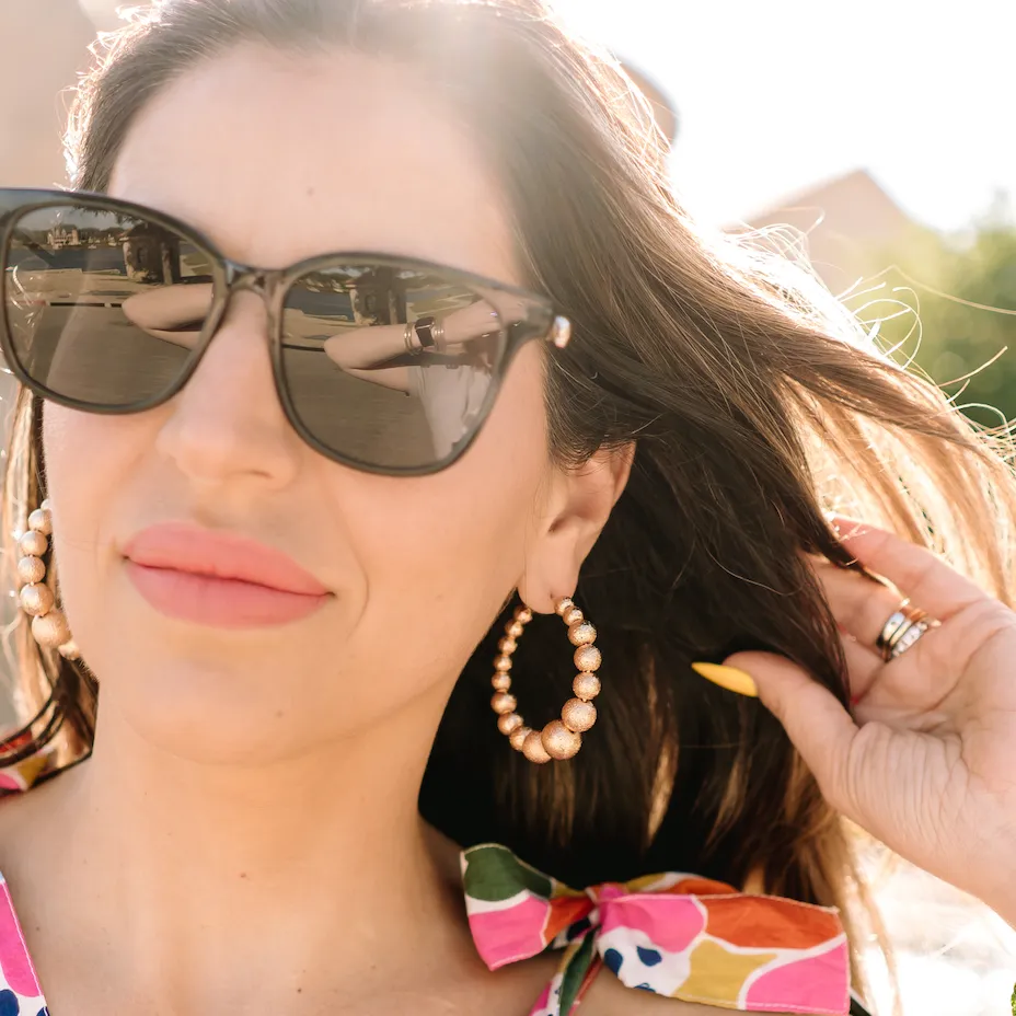 Disco Cowgirl Metallic Beaded Hoop Earring