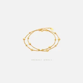 Double Strand Star Bracelet, Silver or Gold Plated  (6.25"   1") SHEMISLI - SB010