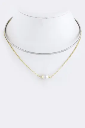 Drop Pearl Collar Necklace