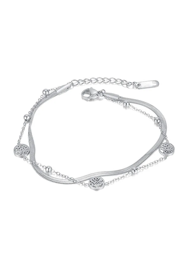 Ella Family Tree Pendant Multi-layer Chain Link Bracelet