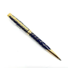 Elysee Trajan Blue Lacquered/Gold Plated Inlaid Filigree Ballpoint Pen