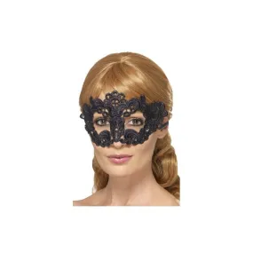 Embroidered Lace Filigree Floral Eyemask - Black