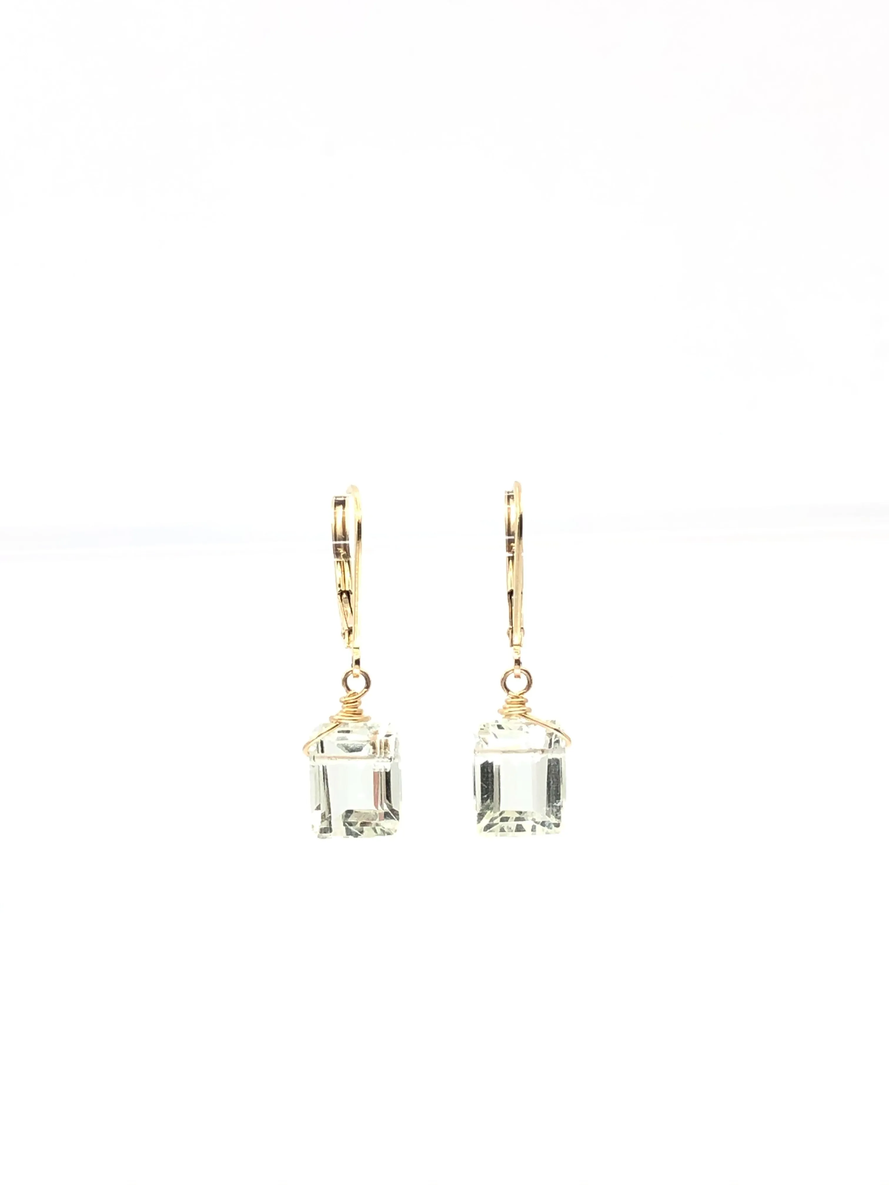 Emerald cut Green Amethyst earrings silver