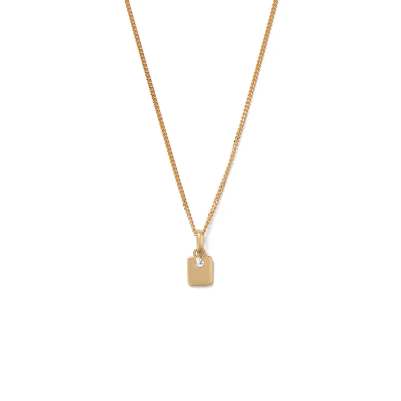 ENGRAVABLE WHITE TOPAZ BIRTHSTONE NECKLACE (APRIL)