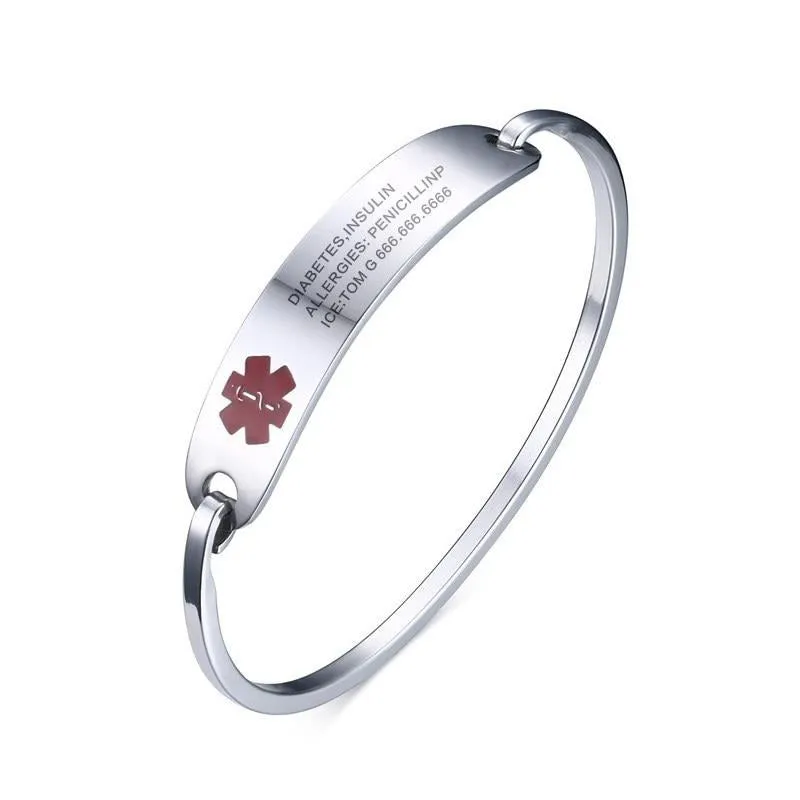 Engraving Stainless Steel Bangle Bracelet