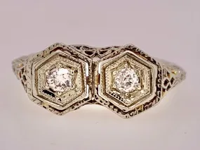 Estate 18K Filigree Diamond Ring