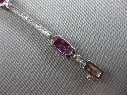 ESTATE 6.46CT DIAMOND & PINK SAPPHIRE 18KT WHITE GOLD SEMI BEZEL TENNIS BRACELET