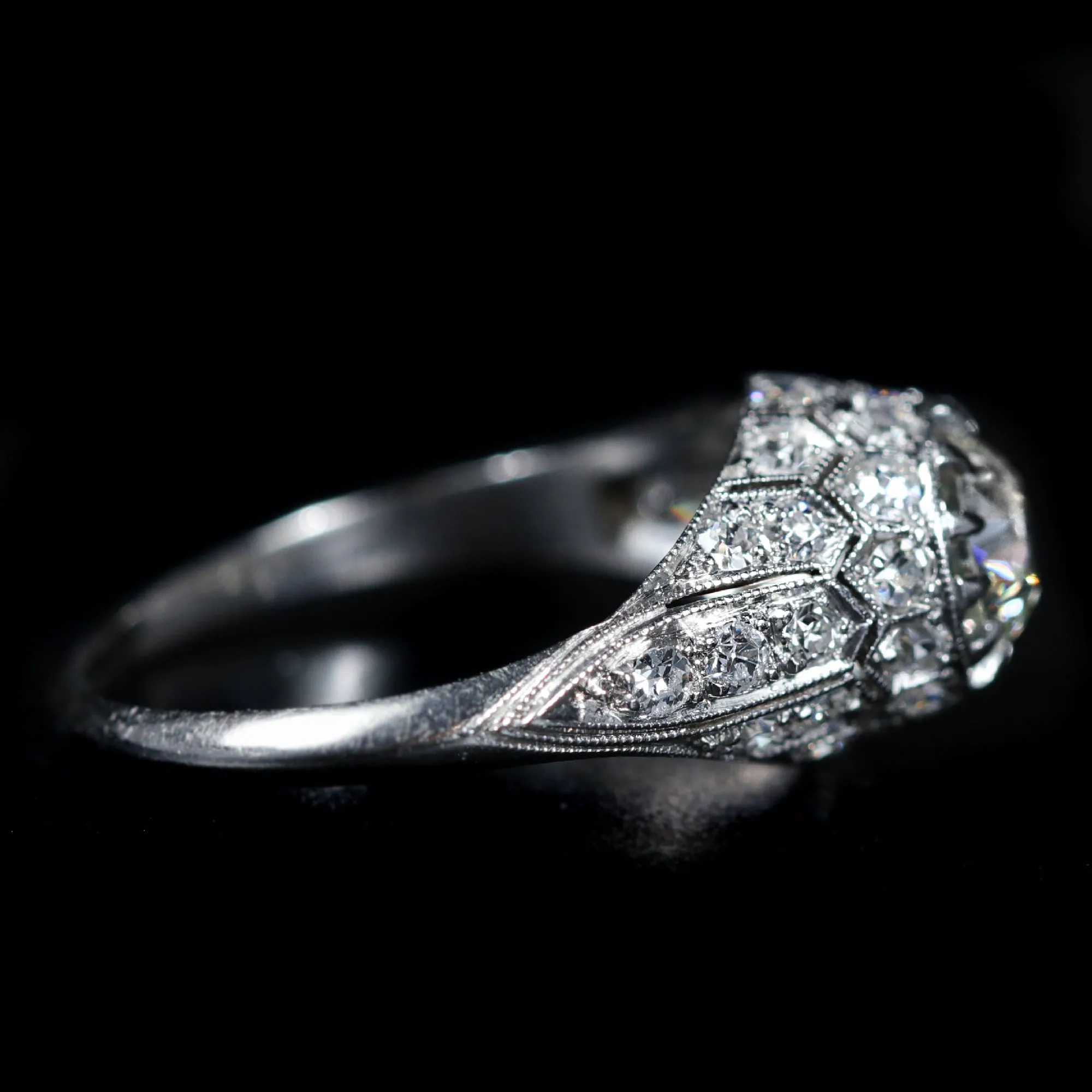 Estate Platinum 0.80 Carat Old European Cut Diamond Ring