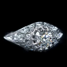 Estate Platinum 0.80 Carat Old European Cut Diamond Ring