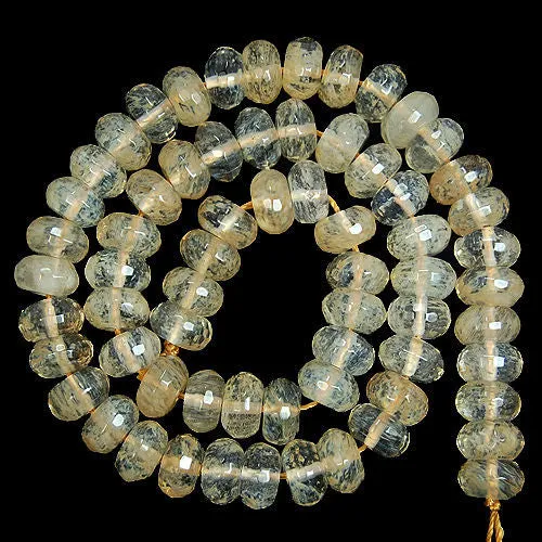 Faceted Natural Yellow Volcano Quartz Rondelle Gemstone Round Loose Beads on a 15.5" Strand