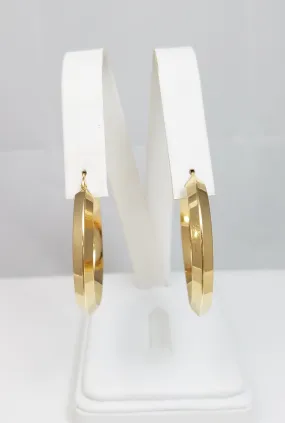 Fashionable 14k Yellow Gold Hollow Hoop Earrings