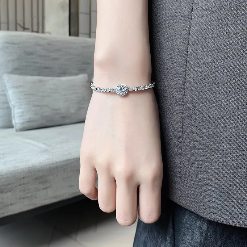 Female's Exquisite Silver Diamond Bracelet