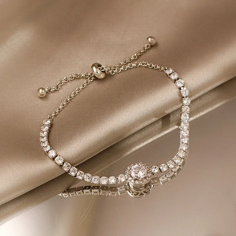 Female's Exquisite Silver Diamond Bracelet