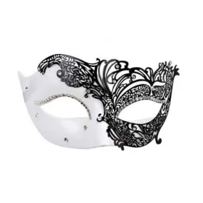 Filigree Black & White Masquerade Mask