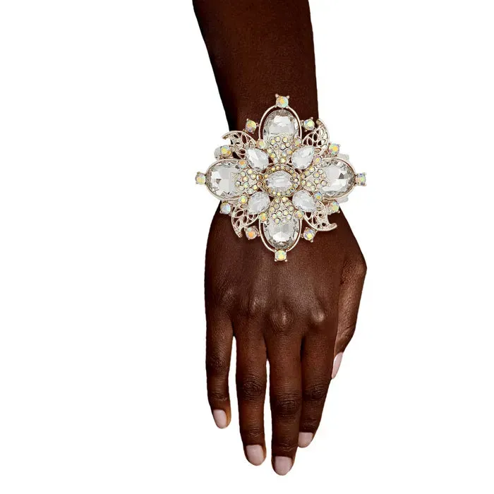 Filigree Crystal Flower Cuff