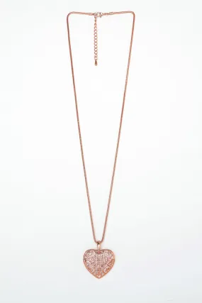 Filigree Heart Necklace - Rose Gold