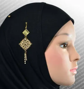 Filigree Hijab Pin # 14  in Gold Tone