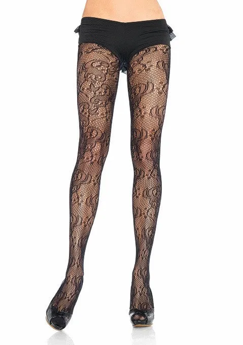 Filigree Lace Pantyhose Black - Leg Avenue