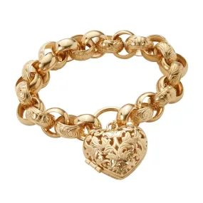 Filigree Padlock Bracelet in 9ct Yellow Gold