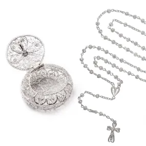 FILIGREE ROSARY BOX - SILVER