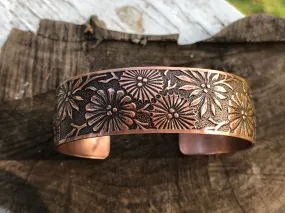 Floral Burst Copper Cuff Bracelet