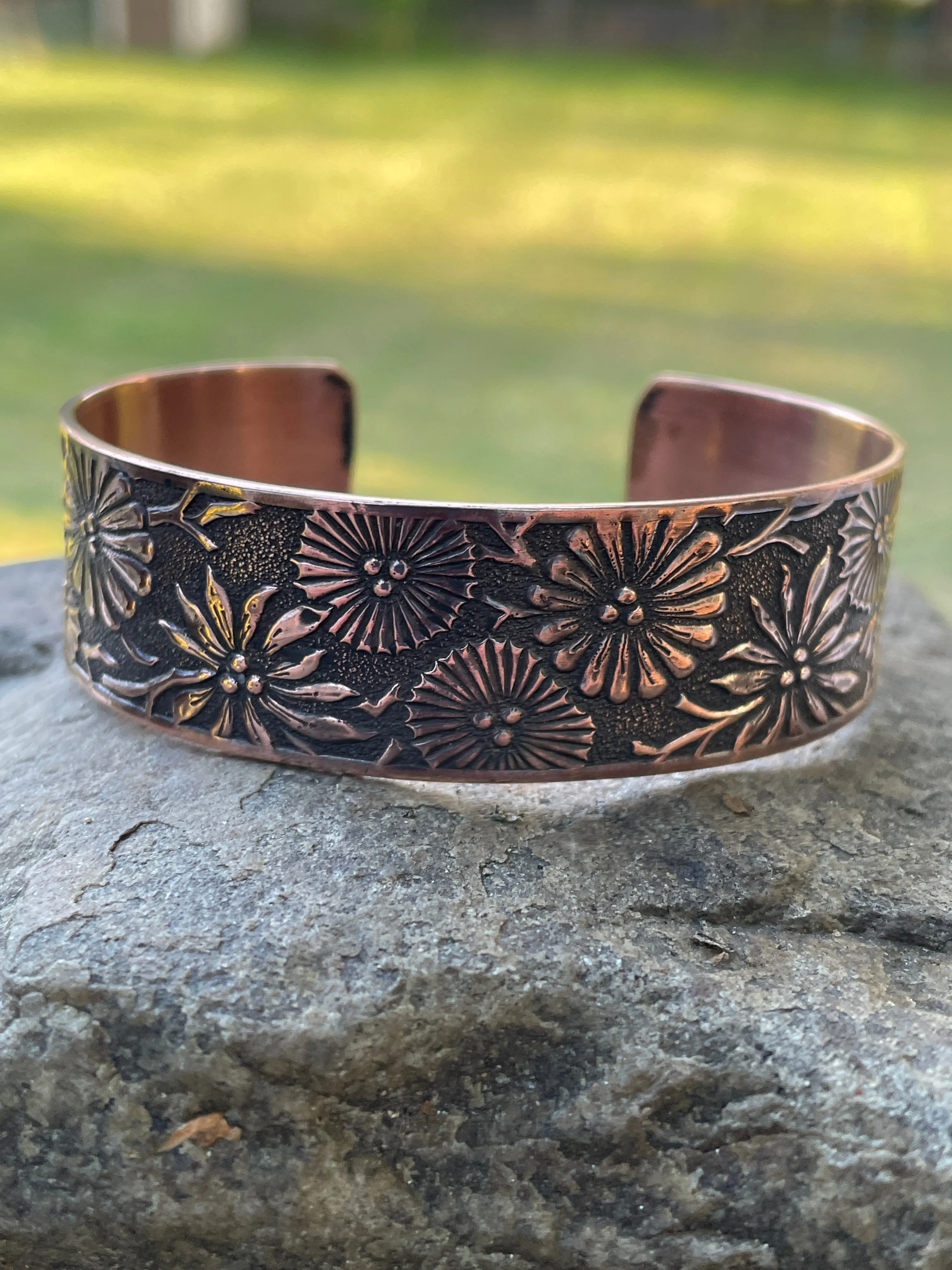 Floral Burst Copper Cuff Bracelet