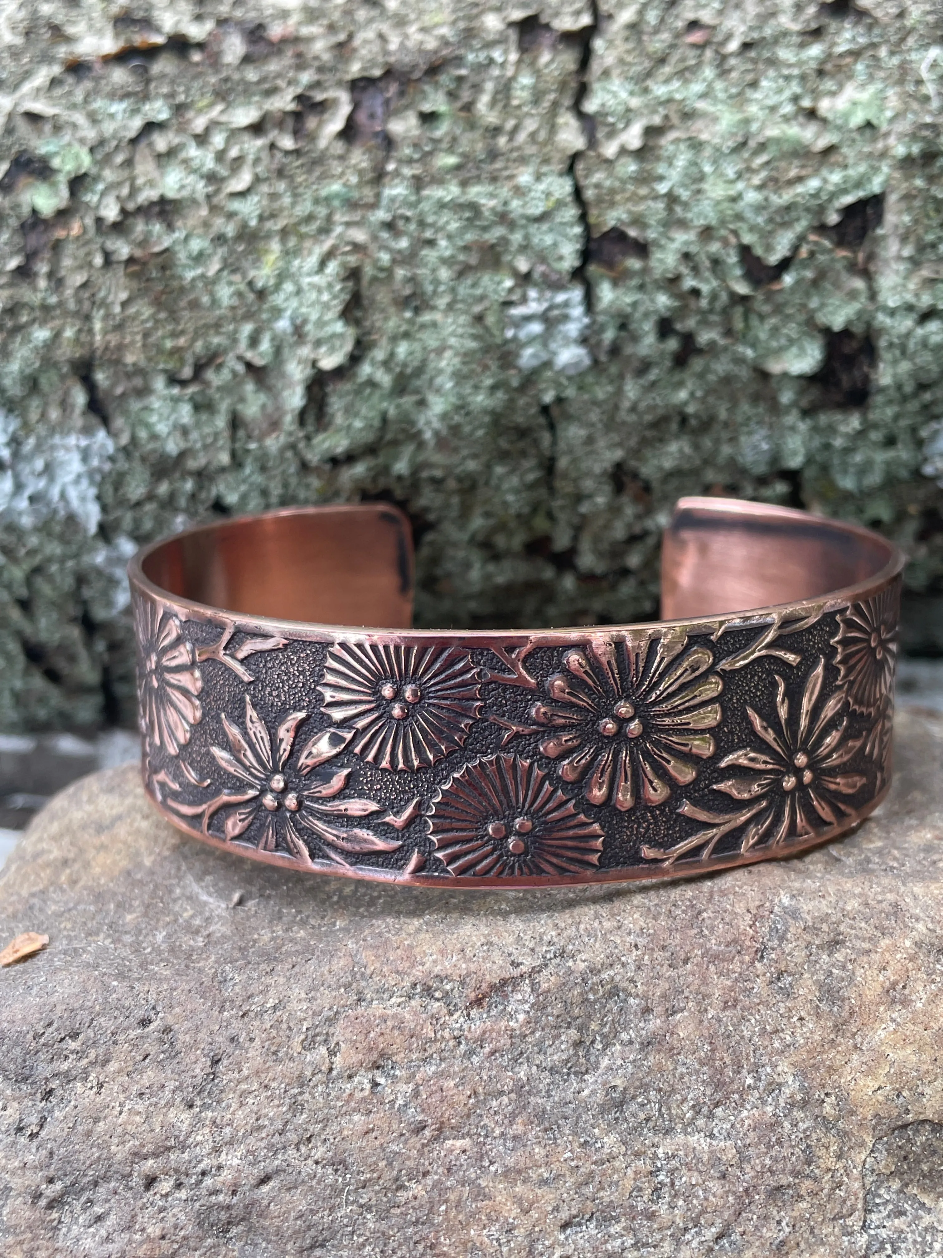 Floral Burst Copper Cuff Bracelet