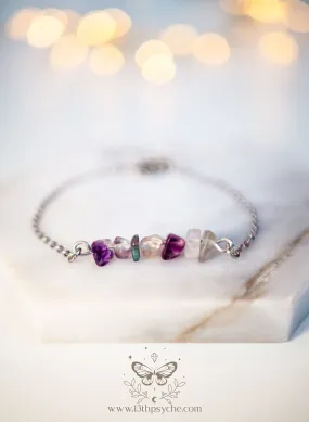 Fluorite gemstone stainless steel bracelet