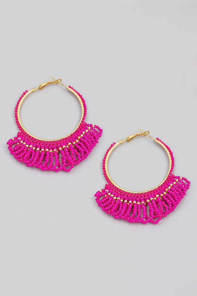 FME256 Beaded Hoop Fuchsia