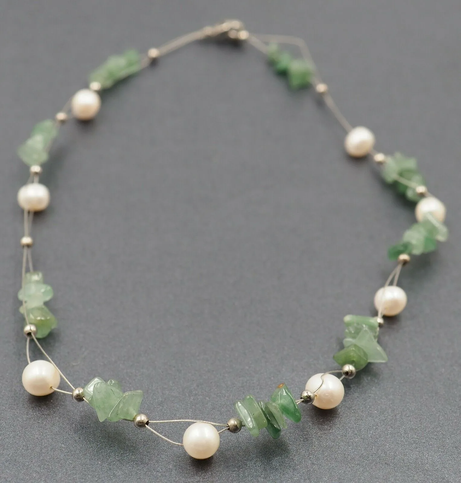 Freshwater Pearl & Aventurine Wire Necklace Fine Jewellery